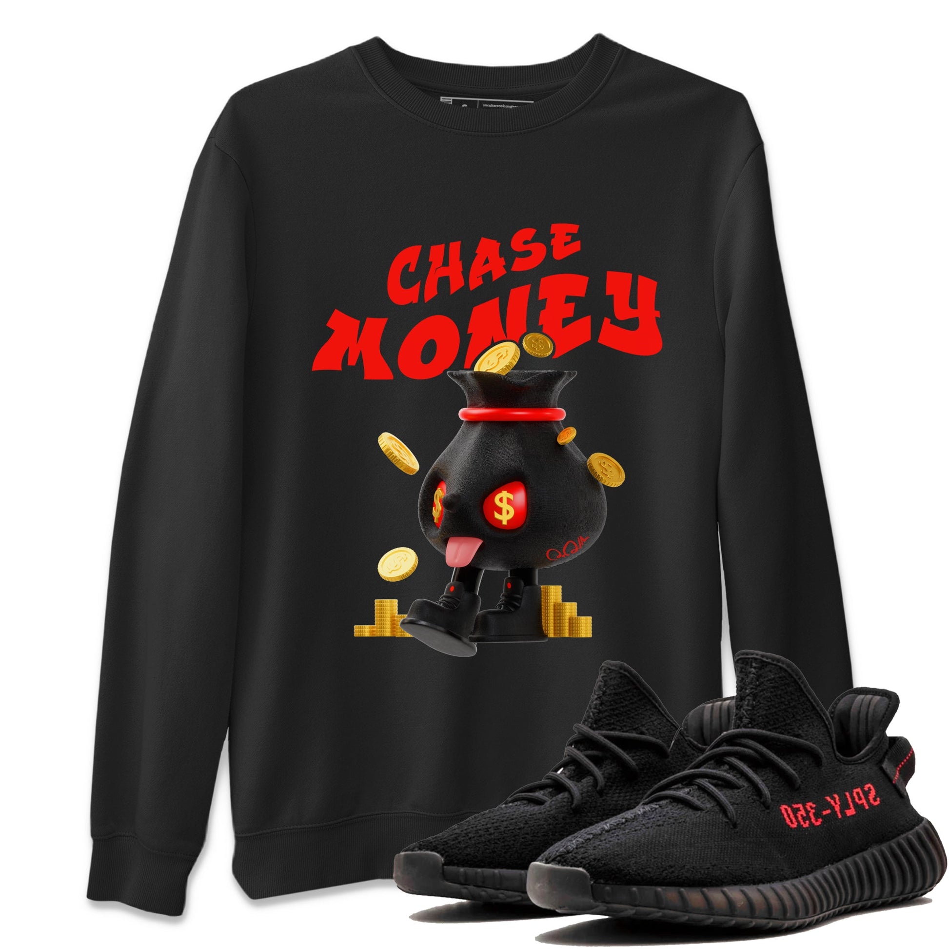 Yeezy 350 Bred shirt to match jordans Chase Money sneaker tees Adidas Yeezy 350 V2 Boost Bred SNRT Sneaker Release Tees Unisex Black 1 T-Shirt