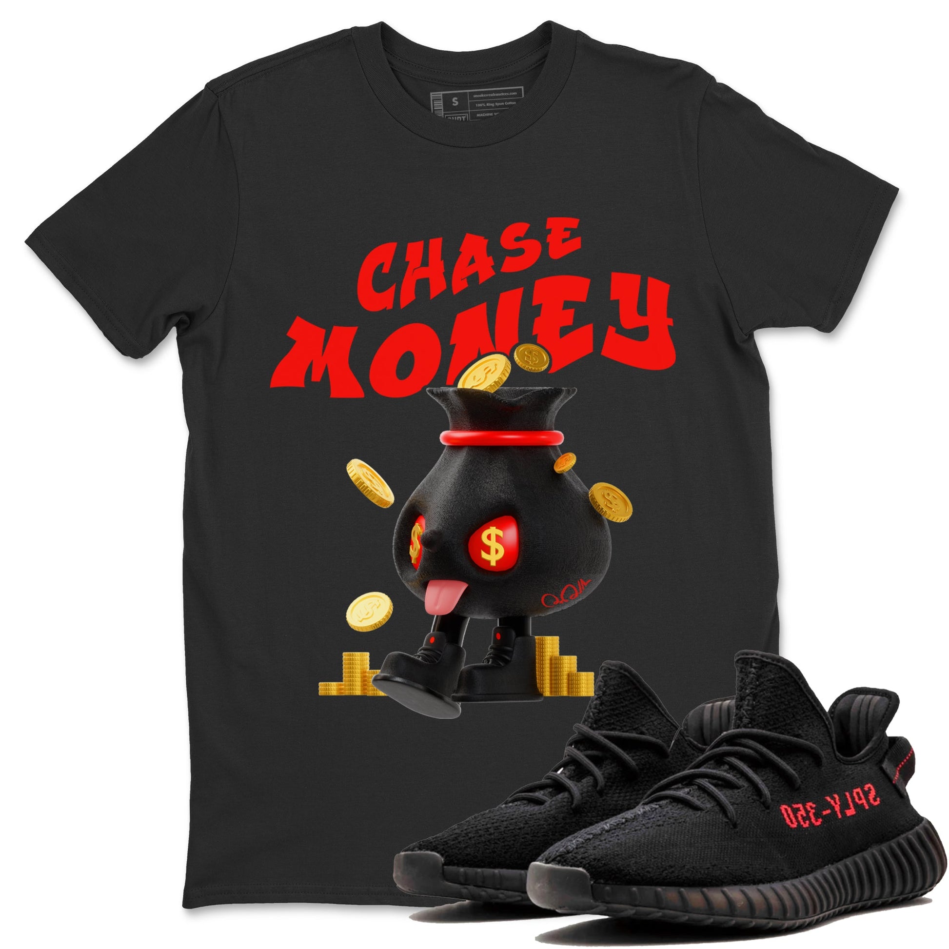 Yeezy 350 Bred shirt to match jordans Chase Money sneaker tees Adidas Yeezy 350 V2 Boost Bred SNRT Sneaker Release Tees Unisex Black 1 T-Shirt