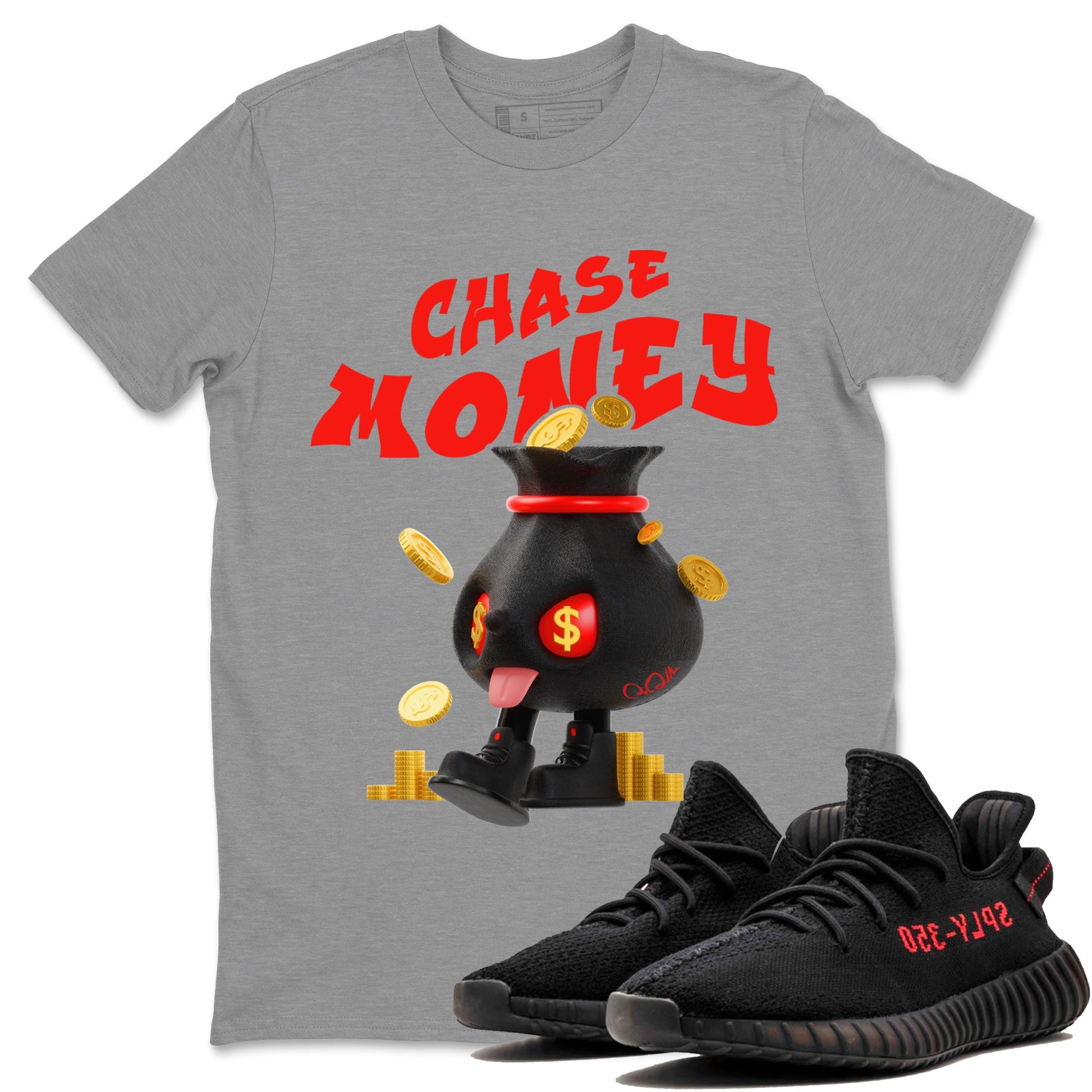 Yeezy 350 Bred shirt to match jordans Chase Money sneaker tees Adidas Yeezy 350 V2 Boost Bred SNRT Sneaker Release Tees Unisex Heather Grey 1 T-Shirt
