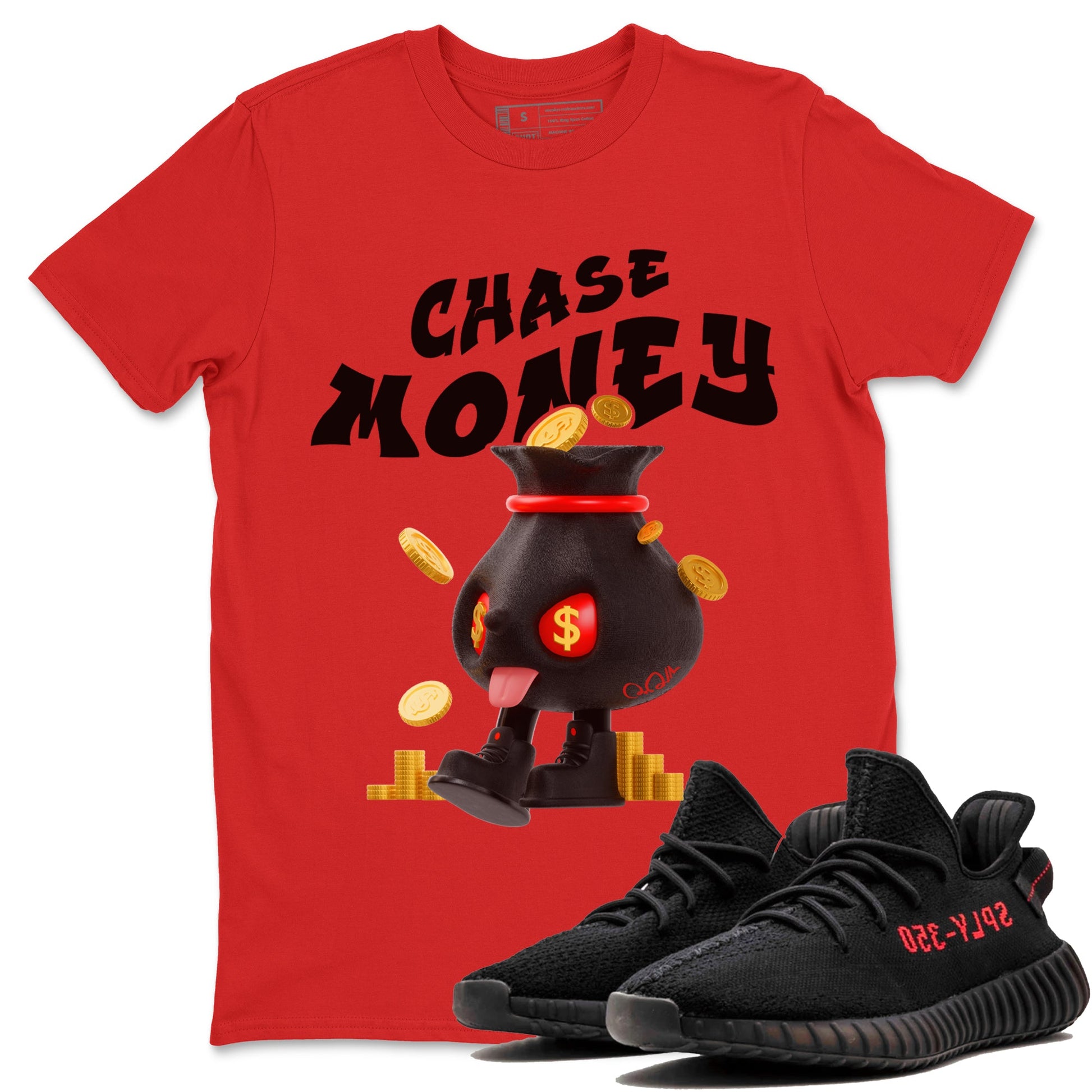 Yeezy 350 Bred shirt to match jordans Chase Money sneaker tees Adidas Yeezy 350 V2 Boost Bred SNRT Sneaker Release Tees Unisex Red 1 T-Shirt