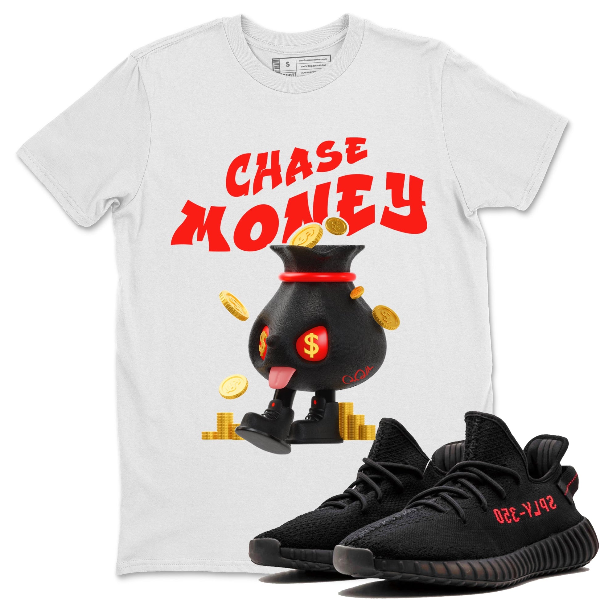 Yeezy 350 Bred shirt to match jordans Chase Money sneaker tees Adidas Yeezy 350 V2 Boost Bred SNRT Sneaker Release Tees Unisex White 1 T-Shirt