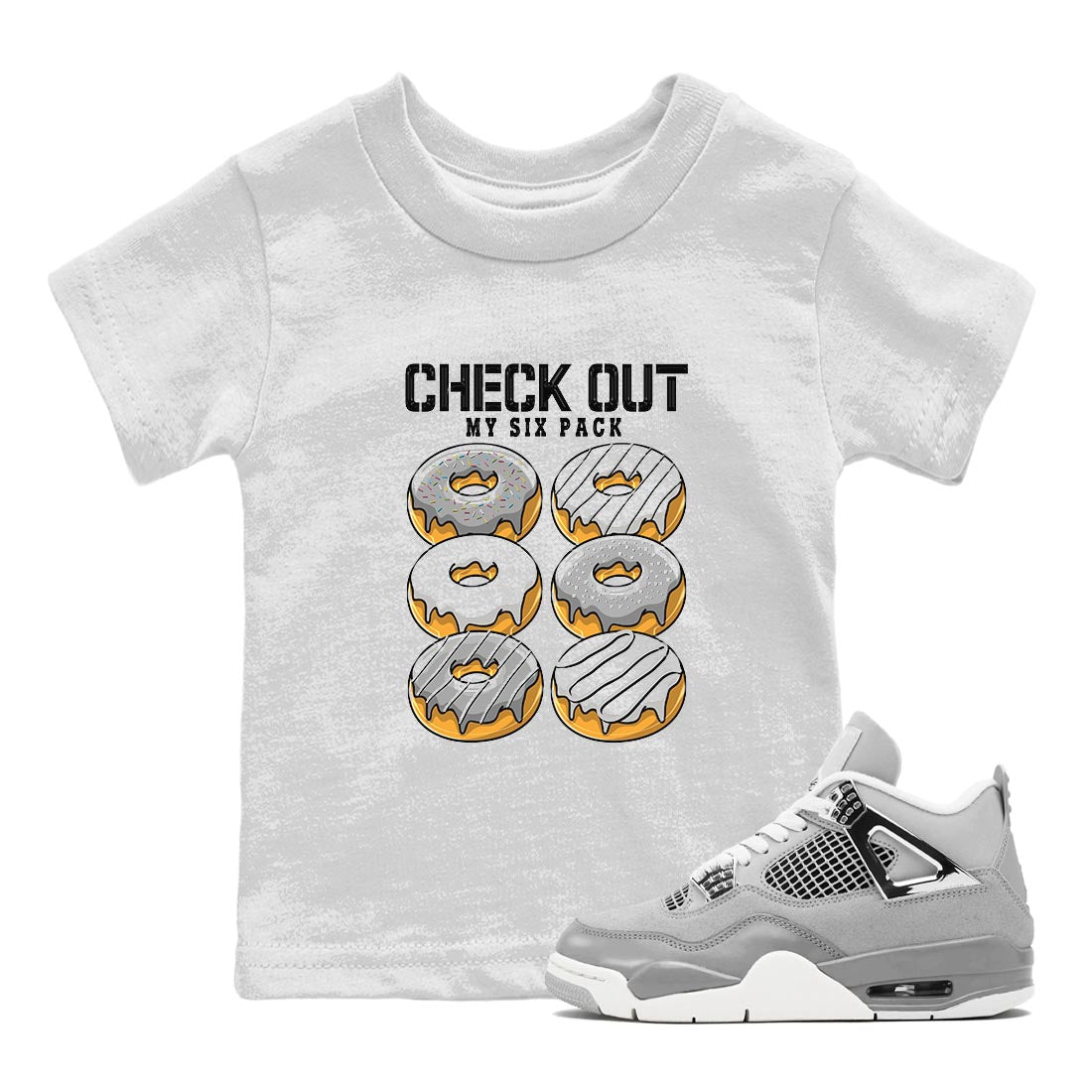 AJ4 Frozen Moments shirt to match jordans Check Out My Six Pack sneaker tees Crew Neck AJ4 Frozen Moments SNRT Sneaker Release Tees Baby Toddler White 1 T-Shirt