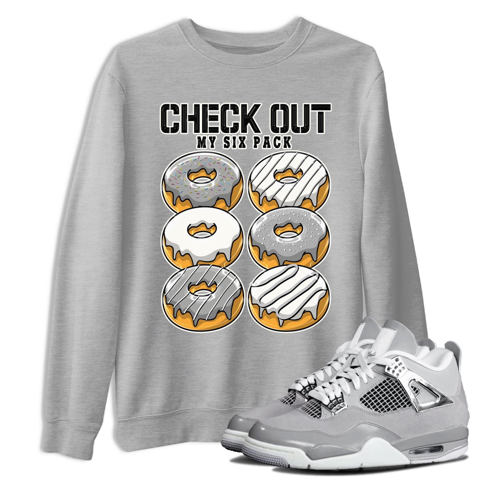 AJ4 Frozen Moments shirt to match jordans Check Out My Six Pack sneaker tees Crew Neck AJ4 Frozen Moments SNRT Sneaker Release Tees Unisex Casual Shirts Heather Grey 1 T-Shirt
