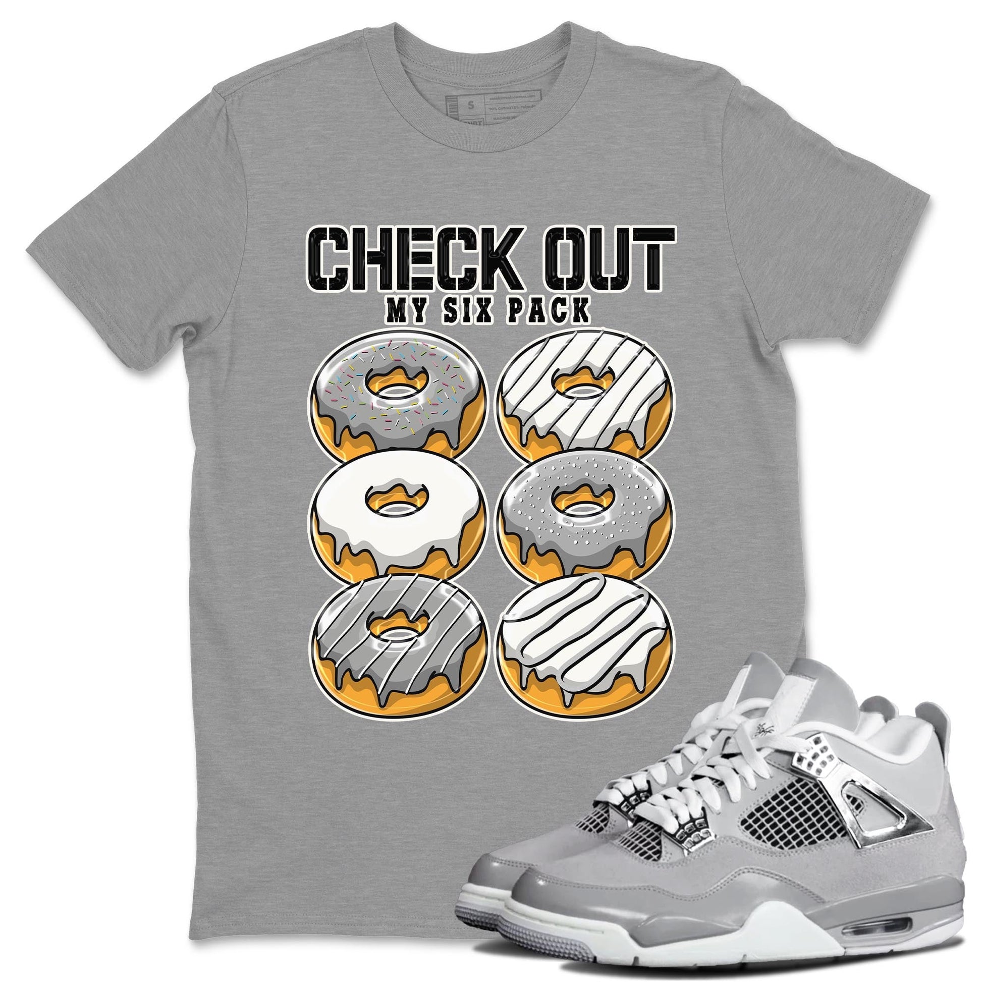 AJ4 Frozen Moments shirt to match jordans Check Out My Six Pack sneaker tees Crew Neck AJ4 Frozen Moments SNRT Sneaker Release Tees Unisex Casual Shirts Heather Grey 1 T-Shirt