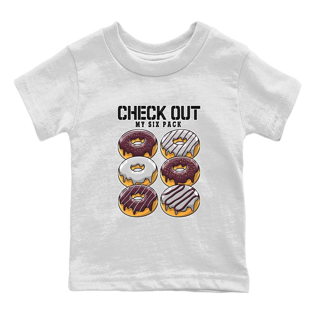 Jordan 5 Burgundy shirt to match jordans Check Out My Six Pack sneaker tees Crew Neck AJ5 Burgundy SNRT Sneaker Release Tees Baby Toddler White 2 T-Shirt