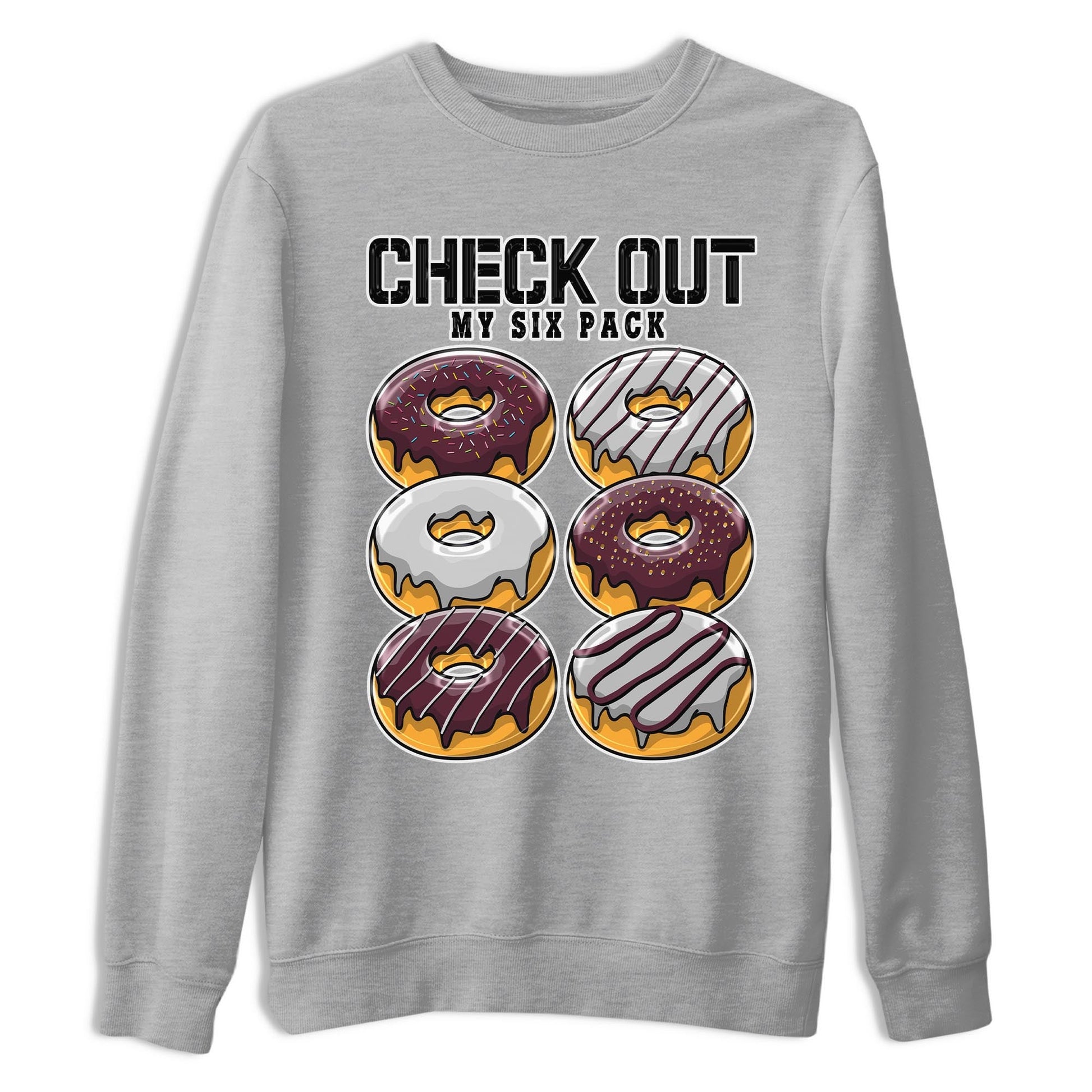 Jordan 5 Burgundy shirt to match jordans Check Out My Six Pack sneaker tees Crew Neck AJ5 Burgundy SNRT Sneaker Release Tees Unisex Casual Shirts Heather Grey 2 T-Shirt