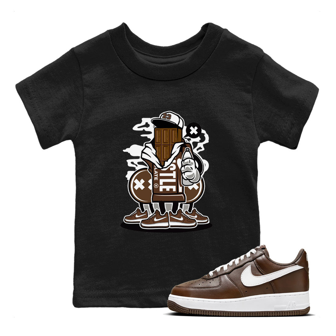 AF1 Chocolate shirt to match jordans Chocolate Squad sneaker tees Air Force 1 Chocolate SNRT Sneaker Tees Youth Kid's Baby Shirt Black 1 T-Shirt