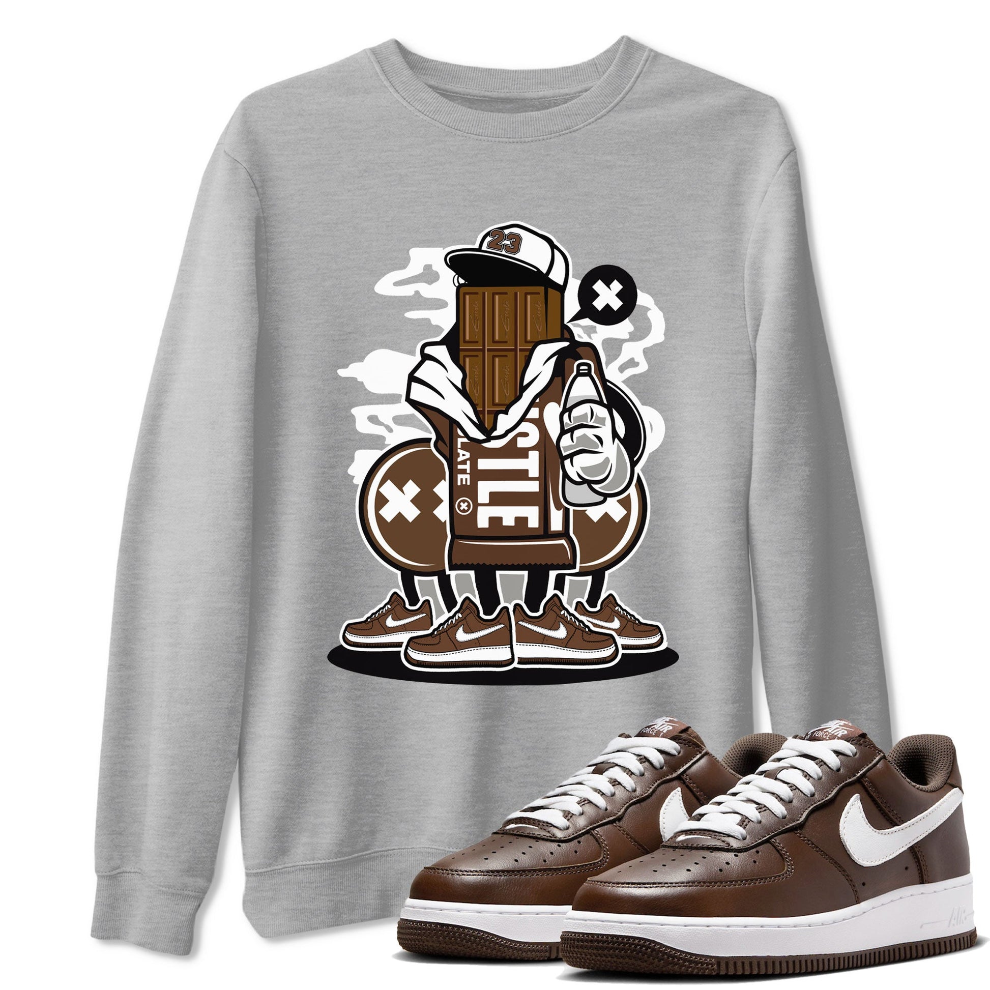 AF1 Chocolate shirt to match jordans Chocolate Squad sneaker tees Air Force 1 Chocolate SNRT Sneaker Release Tees Cotton Sneaker Tee Heather Grey 1 T-Shirt