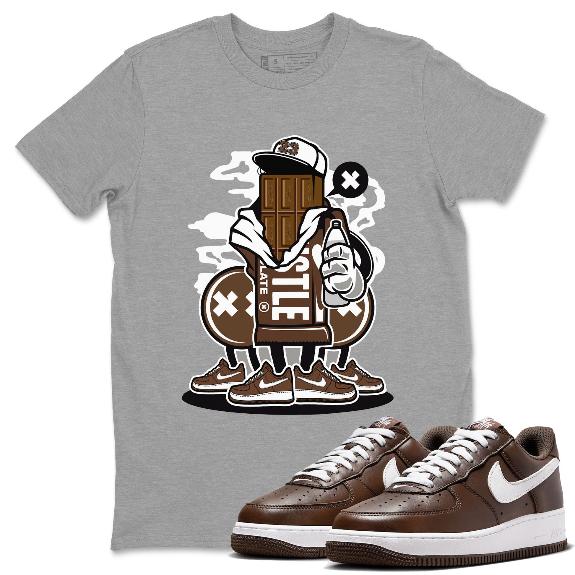 AF1 Chocolate shirt to match jordans Chocolate Squad sneaker tees Air Force 1 Chocolate SNRT Sneaker Release Tees Cotton Sneaker Tee Heather Grey 1 T-Shirt