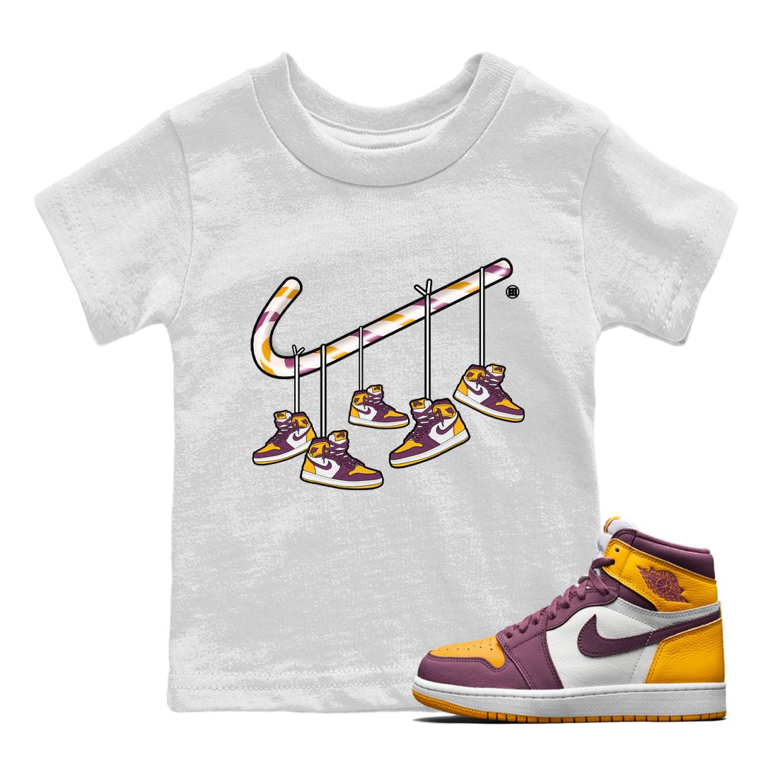 Jordan 1 Brotherhood Sneaker Match Tees Christmas Candy Cane Sneaker Tees Jordan 1 Brotherhood Sneaker Release Tees Kids Shirts