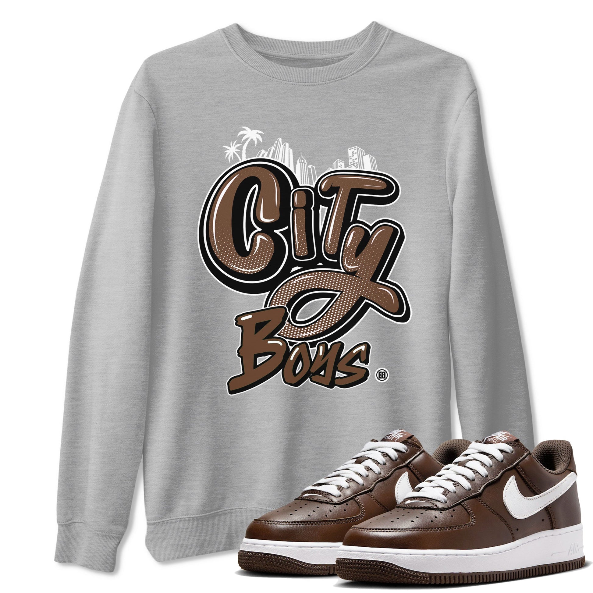 AF1 Chocolate shirt to match jordans City Boys sneaker tees Air Force 1 Chocolate SNRT Sneaker Release Tees Cotton Sneaker Tee Heather Grey 1 T-Shirt