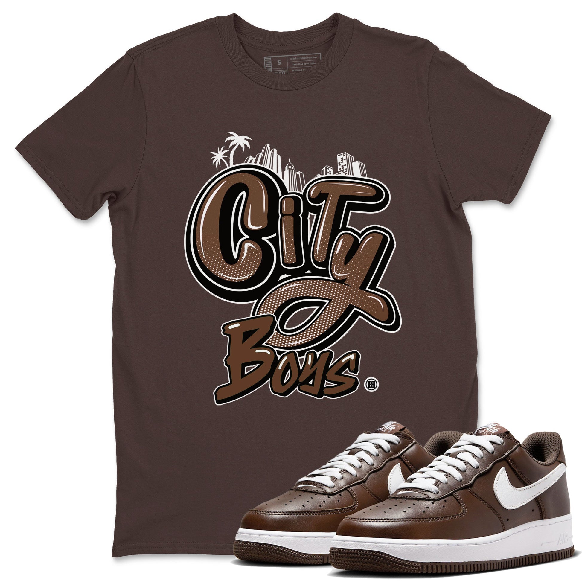 AF1 Chocolate shirt to match jordans City Boys sneaker tees Air Force 1 Chocolate SNRT Sneaker Release Tees Cotton Sneaker Tee Dark Chocolate 1 T-Shirt