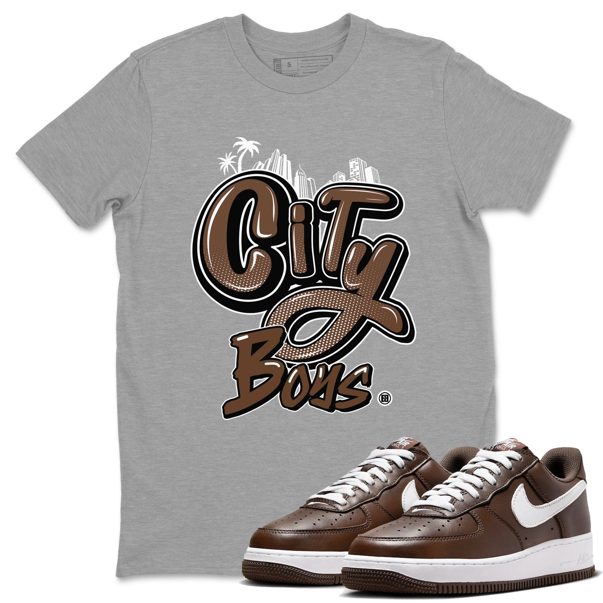 AF1 Chocolate shirt to match jordans City Boys sneaker tees Air Force 1 Chocolate SNRT Sneaker Release Tees Cotton Sneaker Tee Heather Grey 1 T-Shirt