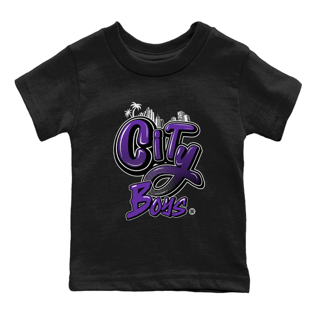 City Boys sneaker match tees to Court Purple Dunks street fashion brand for shirts to match Jordans SNRT Sneaker Tees Dunk Low Court Purple unisex t-shirt Black 2 youth shirt