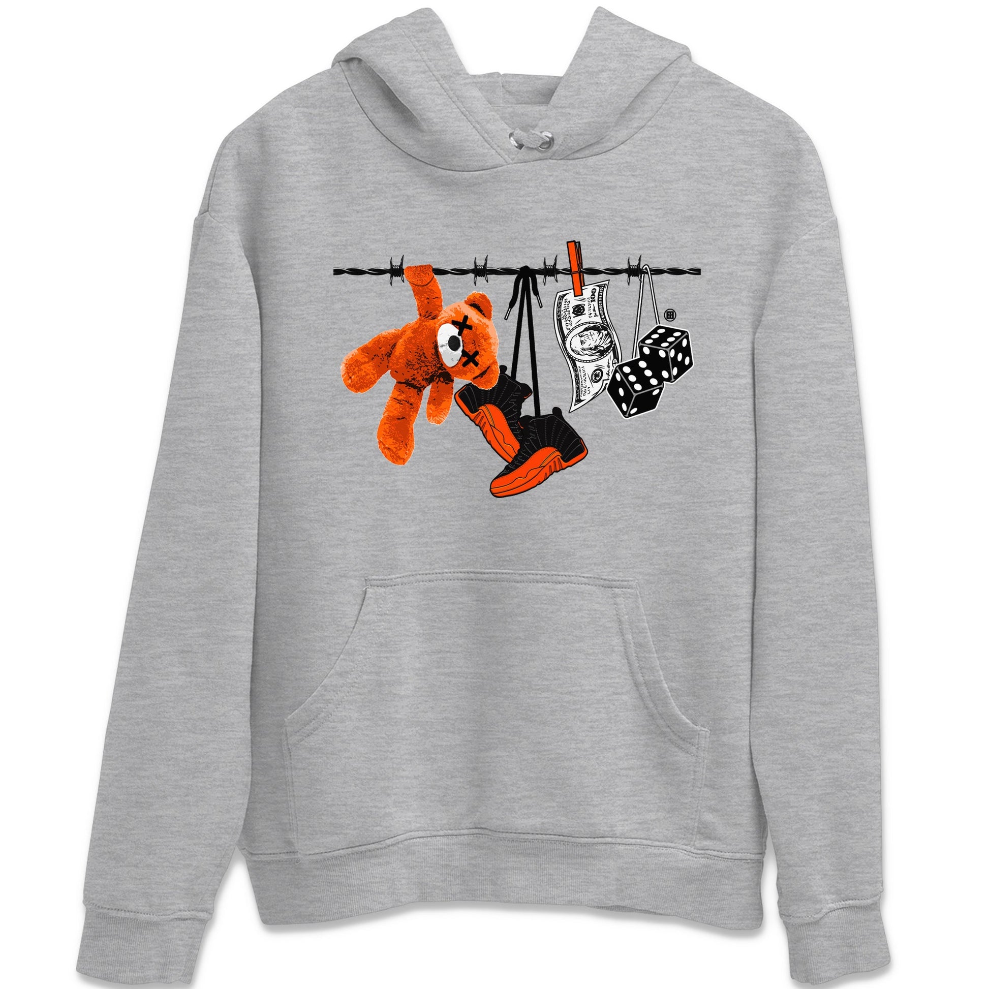 Air Jordan 12 Brilliant Orange Sneaker Match Tees Clothesline Sneaker Tees 12s Brilliant Orange Tee Unisex Shirts Heather Grey 2