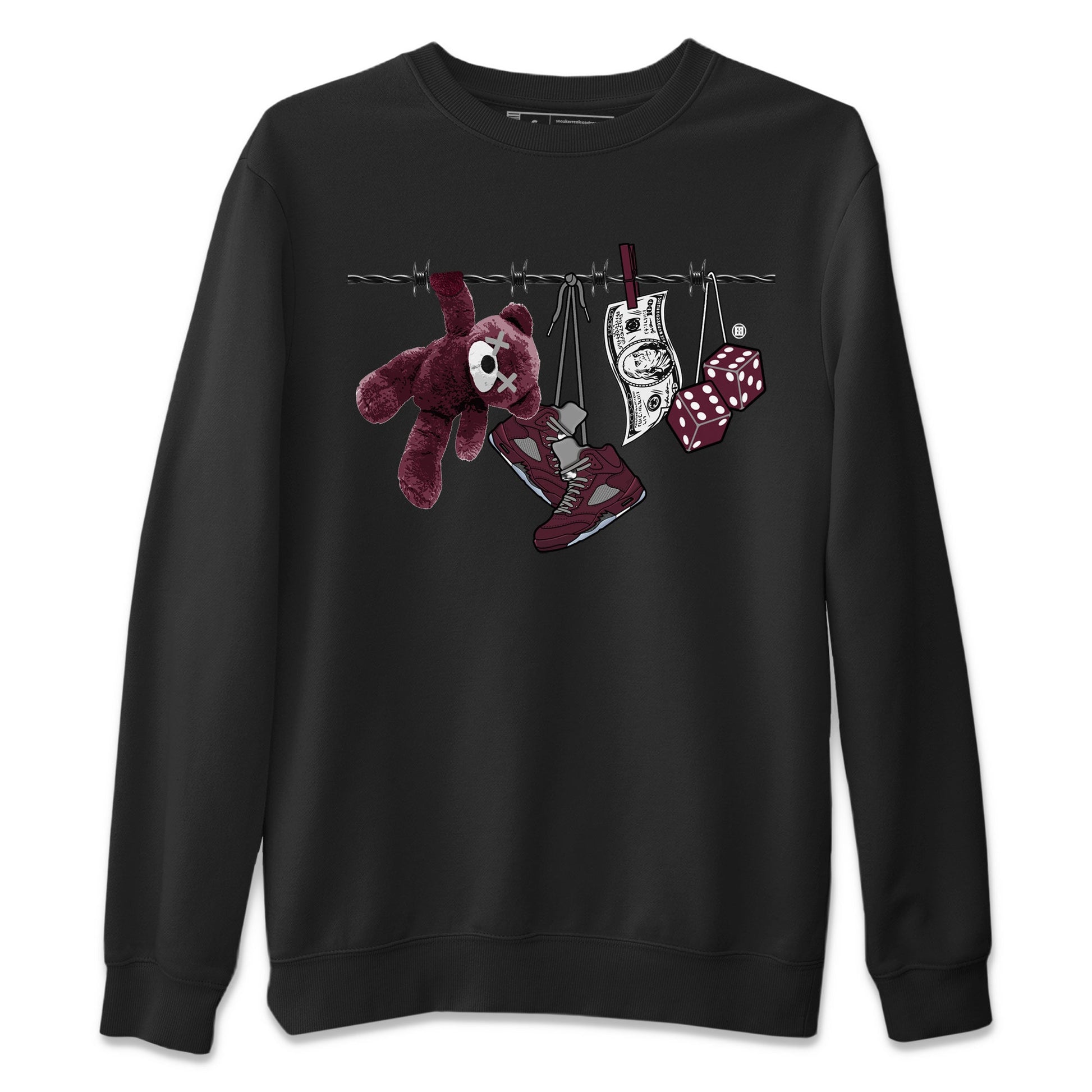 Air Jordan 5 Burgundy Sneaker Match Tees Clothesline Sneaker Tees 5s Burgundy Sneaker Release Tees Unisex Shirts Black 2
