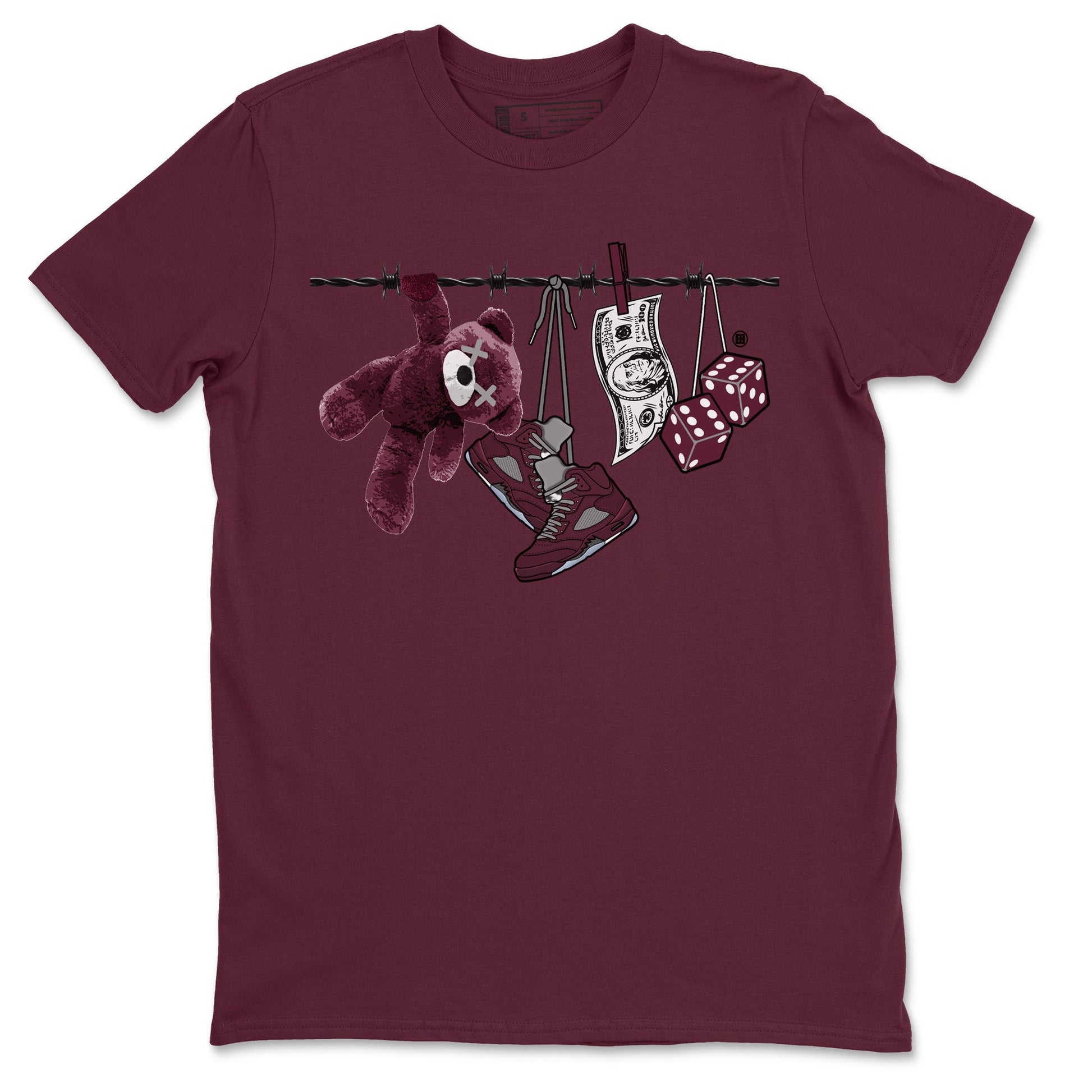 Air Jordan 5 Burgundy Sneaker Match Tees Clothesline Sneaker Tees 5s Burgundy Sneaker Release Tees Unisex Shirts Maroon 2