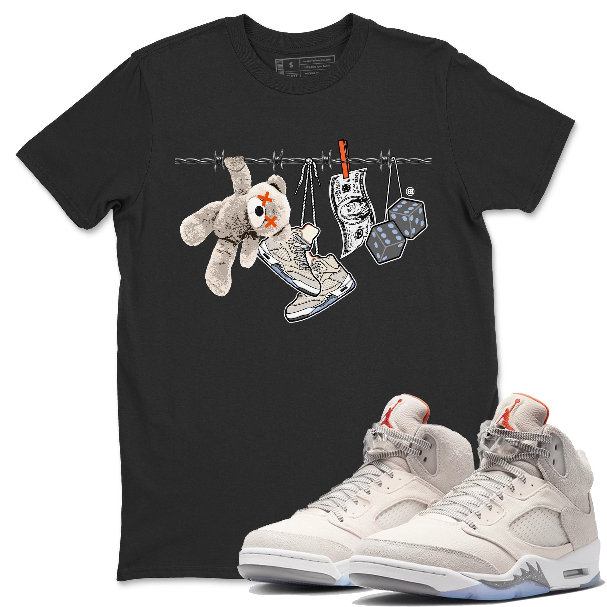 Air Jordan 5 Craft Sneaker Match Tees Clothesline Sneaker Tees Air Jordan 5 Retro Craft Tees Unisex Shirts Black 1