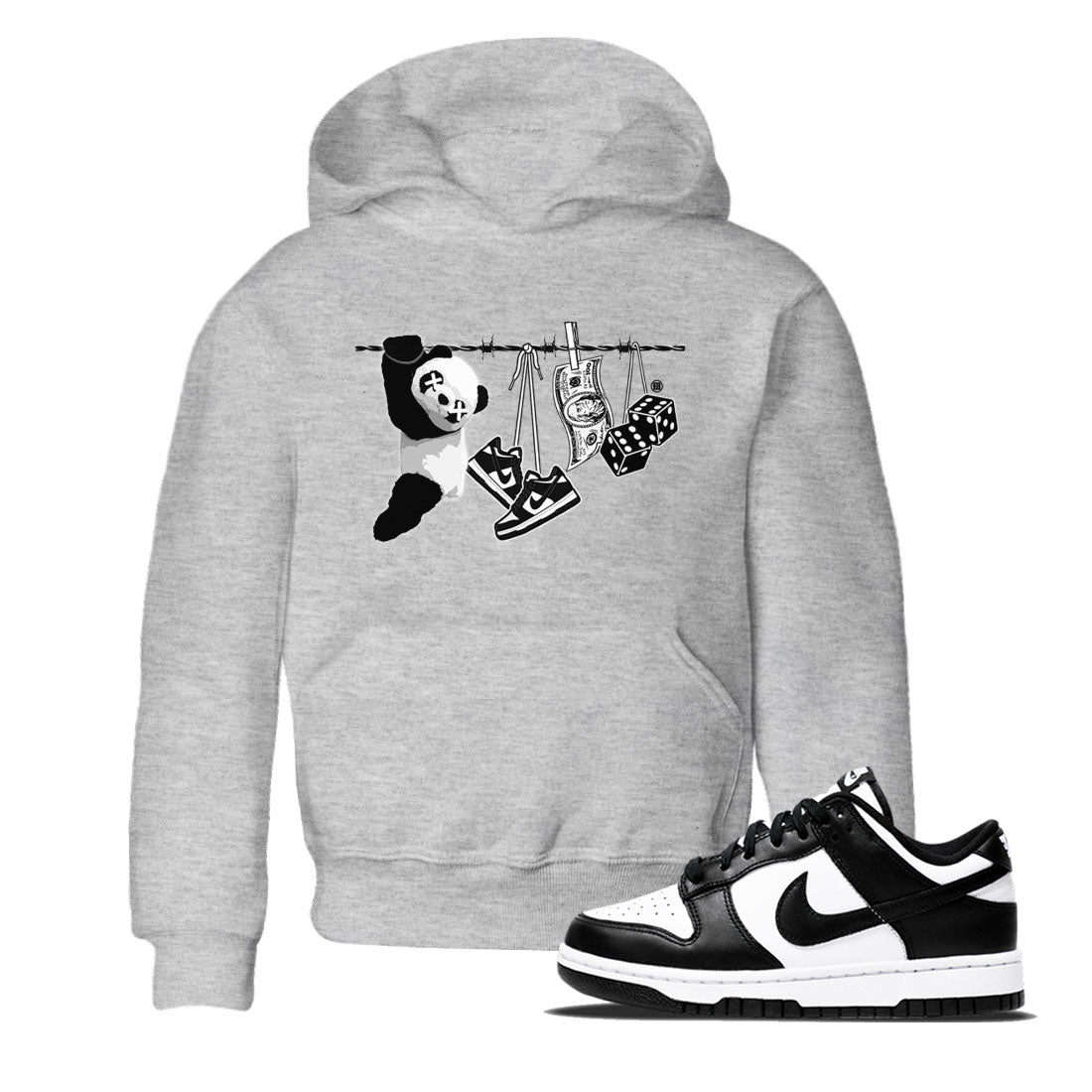 Dunk Panda shirt to match jordans Clothesline sneaker tees Dunk White Black Panda SNRT Sneaker Tees Baby Toddler Heather Grey 1 T-Shirt