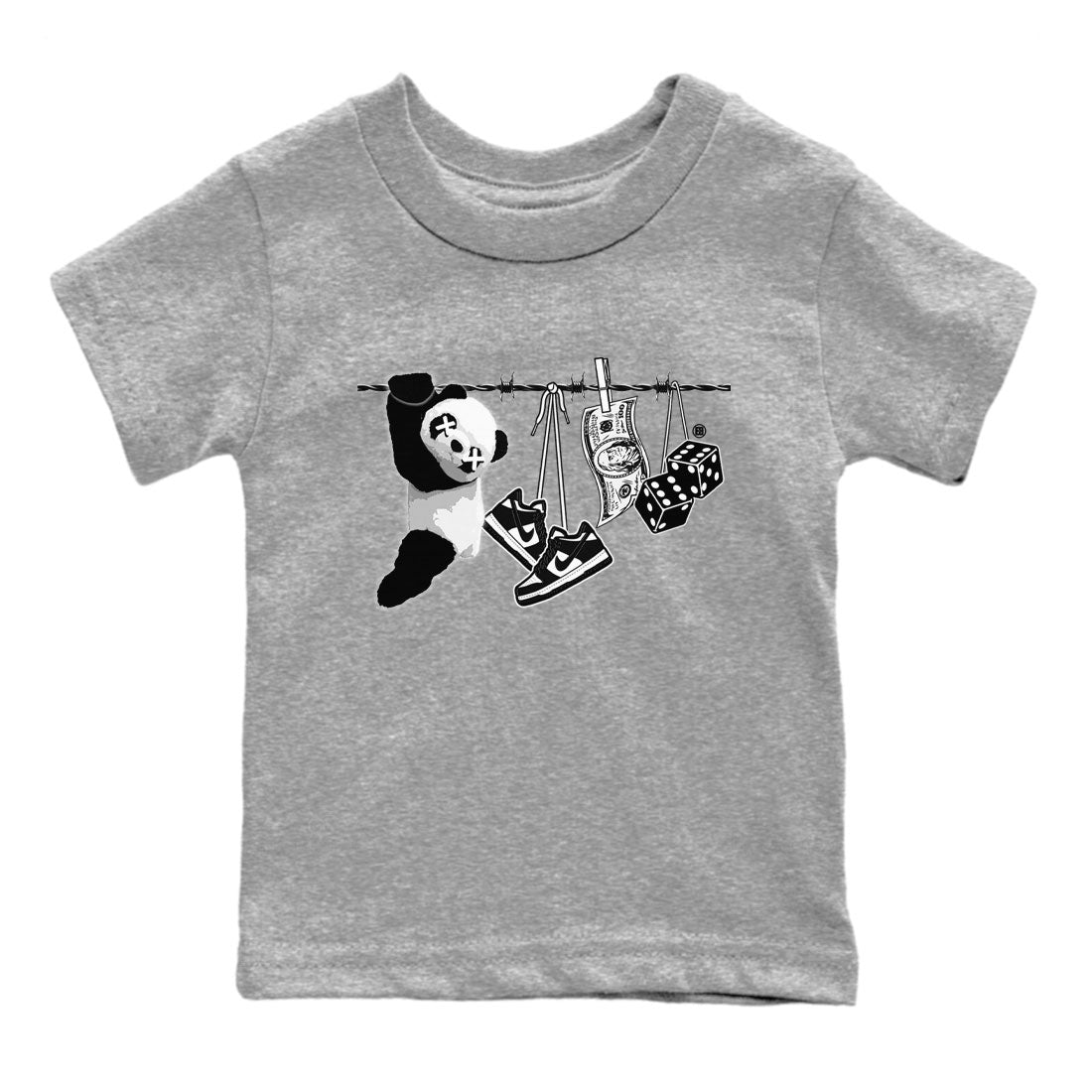 Dunk Panda shirt to match jordans Clothesline sneaker tees Dunk White Black Panda SNRT Sneaker Tees Baby Toddler Heather Grey 2 T-Shirt
