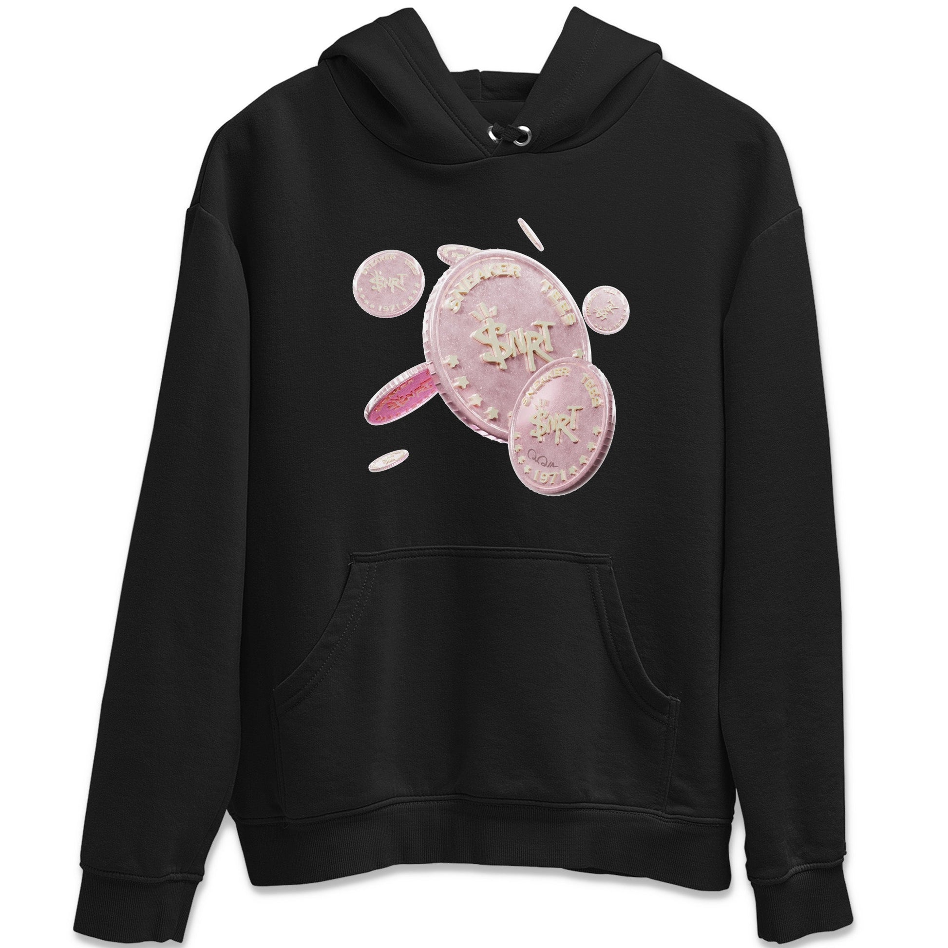 AJ1 Retro High OG Washed Pink Sneaker Match Tees Coin Drop Sneaker Tees AJ1 Retro High OG Washed Pink Sneaker Release Tees Unisex Shirts Black 2