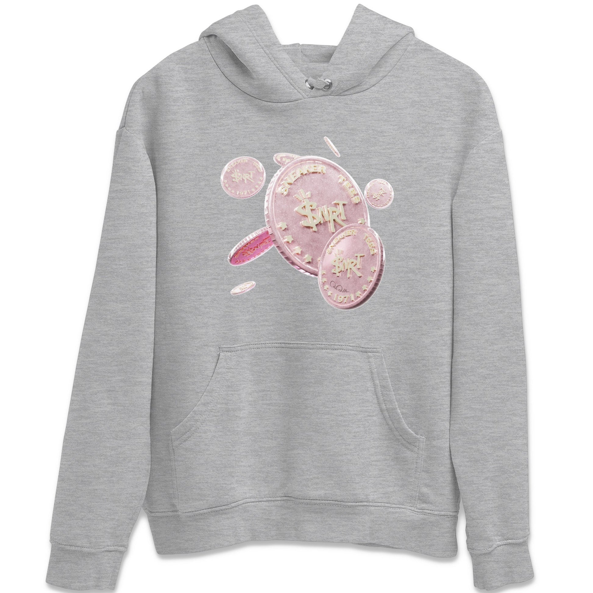 AJ1 Retro High OG Washed Pink Sneaker Match Tees Coin Drop Sneaker Tees AJ1 Retro High OG Washed Pink Sneaker Release Tees Unisex Shirts Heather Grey 2
