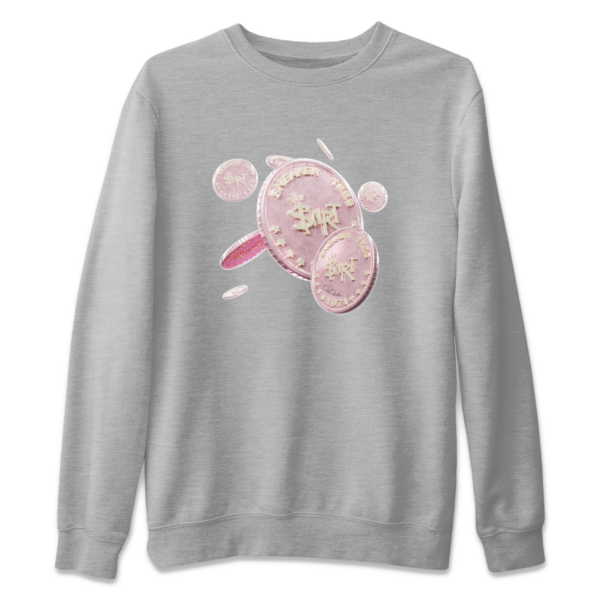 AJ1 Retro High OG Washed Pink Sneaker Match Tees Coin Drop Sneaker Tees AJ1 Retro High OG Washed Pink Sneaker Release Tees Unisex Shirts Heather Grey 2