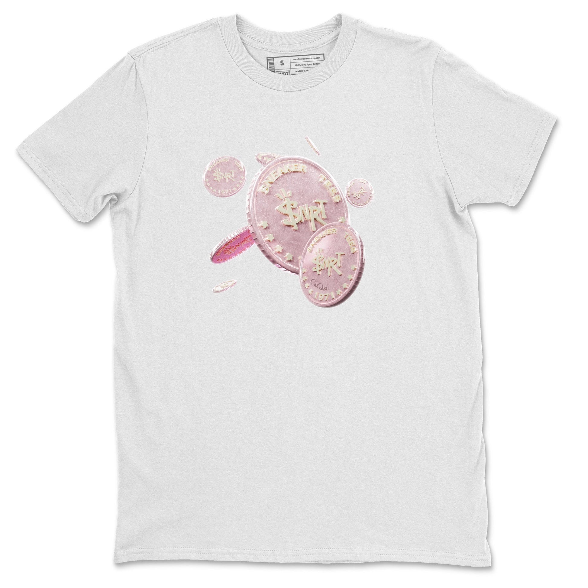 AJ1 Retro High OG Washed Pink Sneaker Match Tees Coin Drop Sneaker Tees AJ1 Retro High OG Washed Pink Sneaker Release Tees Unisex Shirts White 2