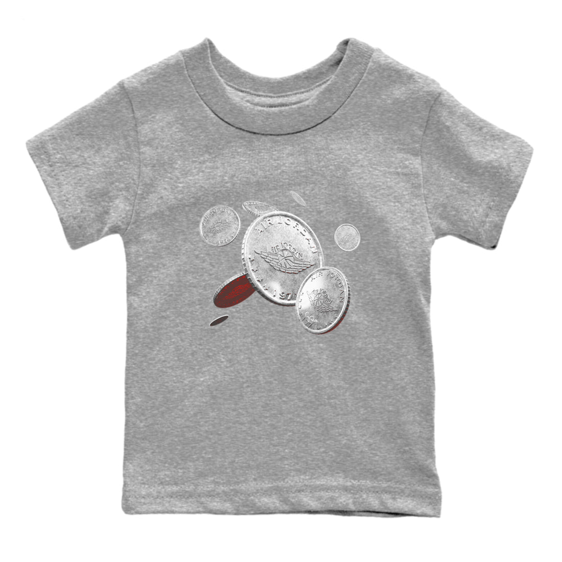 Air Jordan 3 White Cement Sneaker Match Tees Coin Drop Sneaker Tees AJ3 White Cement Sneaker Release Tees Kids Shirts Heather Grey 2