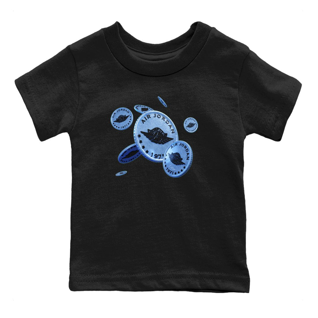 Jordan 5 UNC Jordan Shirts Coin Drop Sneaker Tees AJ5 UNC Sneaker Release Tees Kids Shirts Black 2