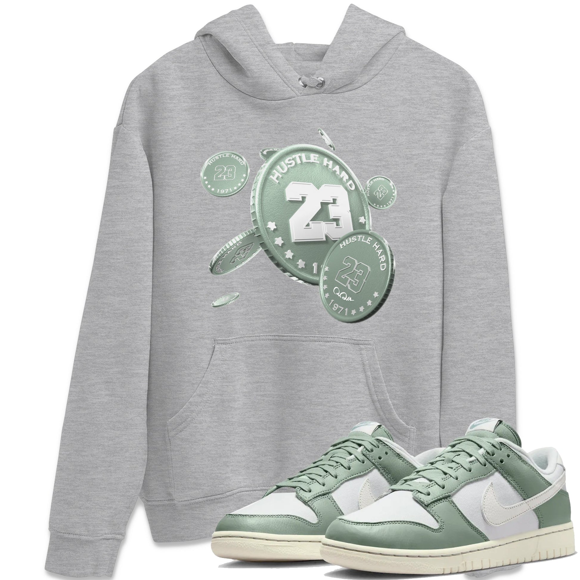 Dunk Mica Green Sneaker Match Tees Coin Drop Sneaker Tees Dunk OG Low Mica Green Sneaker Release Tees Unisex Shirts Heather Grey 1