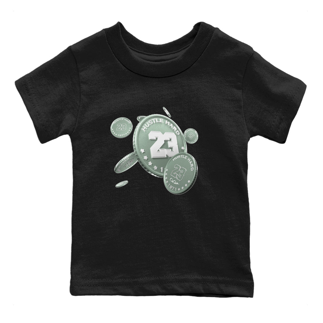 Dunk Mica Green Sneaker Match Tees Coin Drop Sneaker Tees Dunk OG Low Mica Green Sneaker Release Tees Kids Shirts Black 2