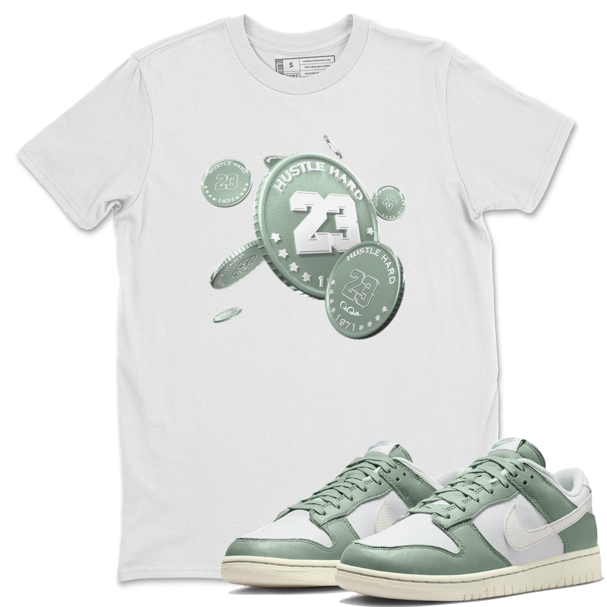 Dunk Mica Green Sneaker Match Tees Coin Drop Sneaker Tees Dunk OG Low Mica Green Sneaker Release Tees Unisex Shirts White 1