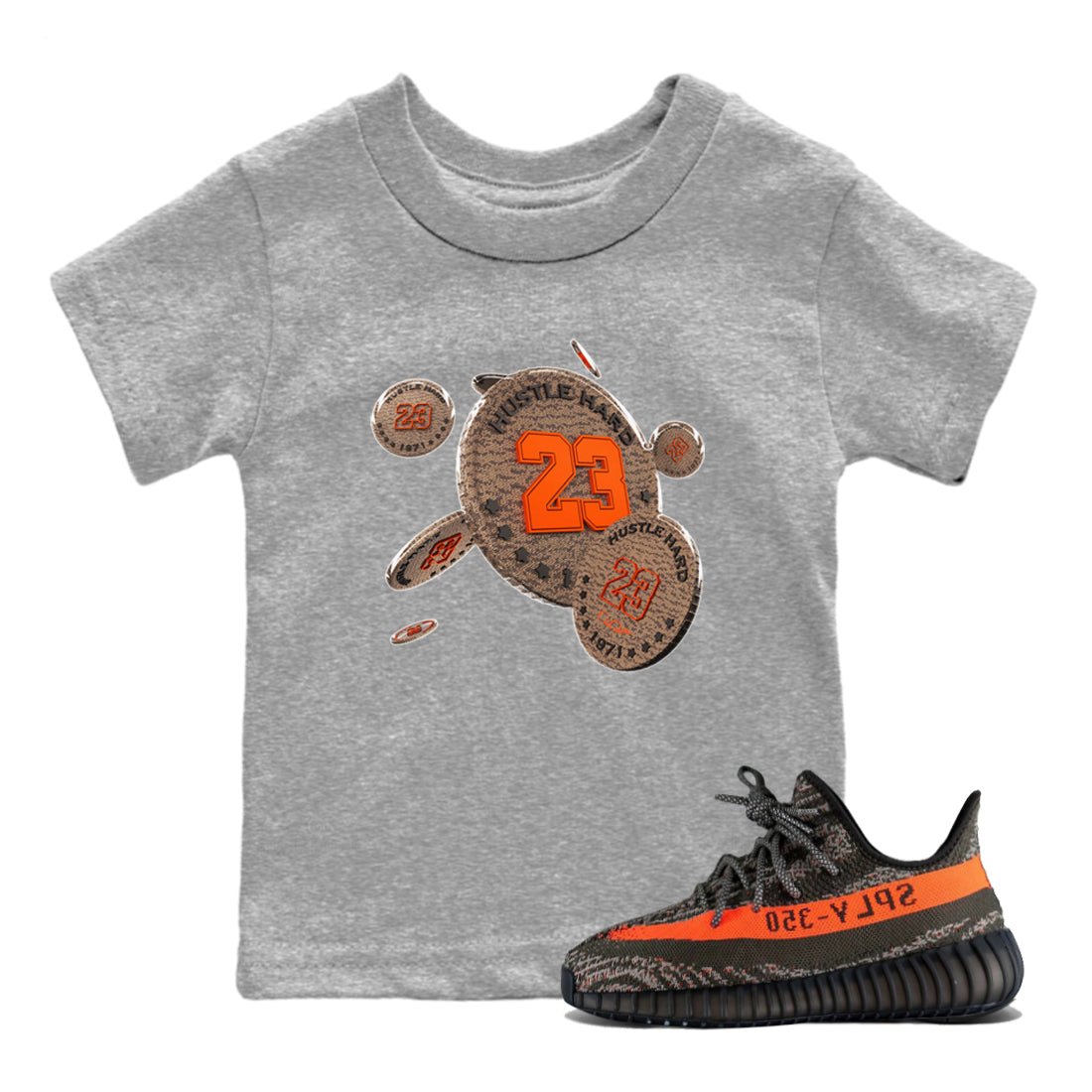 Yeezy 350 Carbon Beluga shirt to match jordans Coin Drop sneaker tees Adidas Yeezy Boost 350 Carbon Beluga SNRT Sneaker Release Tees Baby Toddler Heather Grey 1 T-Shirt