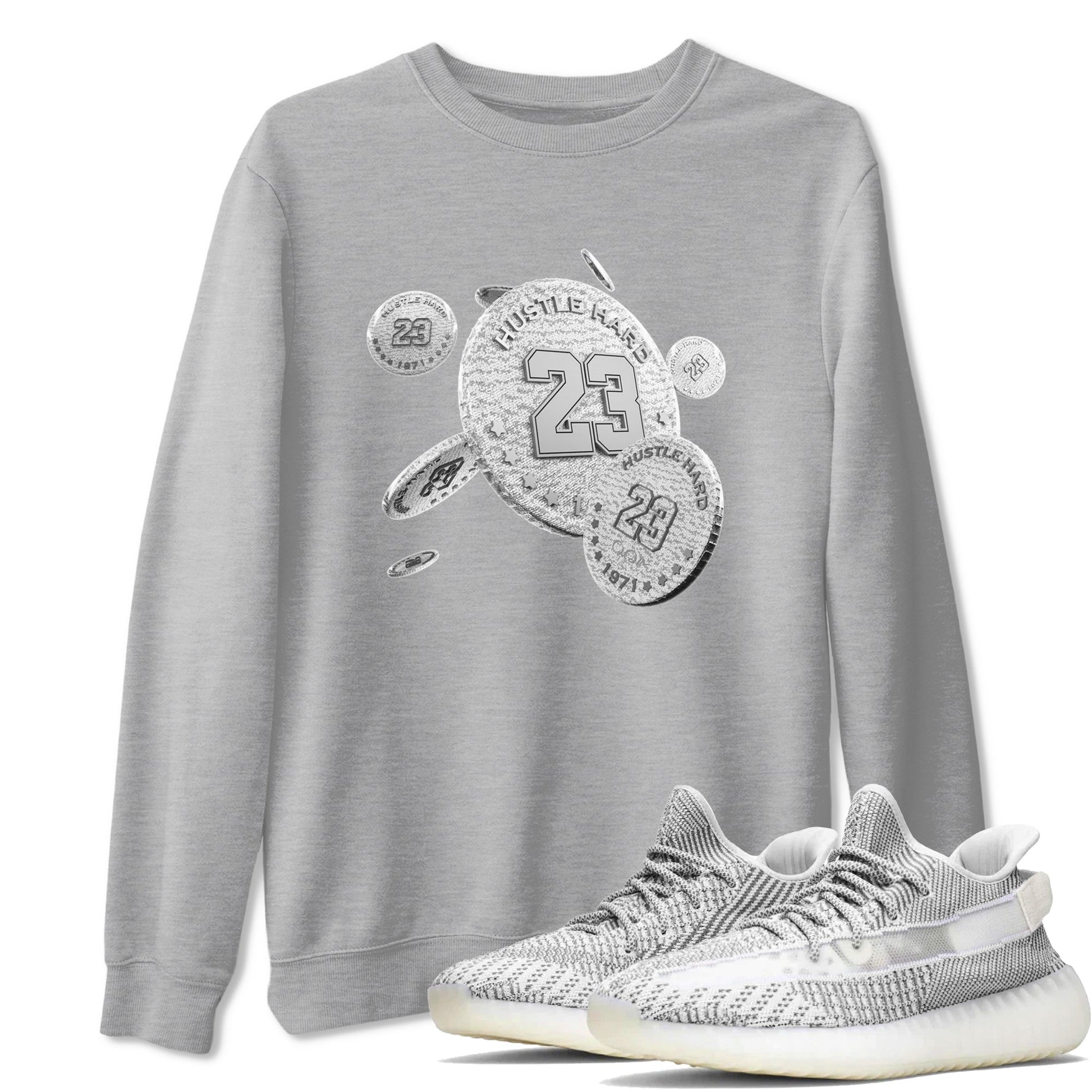 Yeezy 350 Static shirt to match jordans Coin Drop sneaker tees Adidas Yeezy 350 Static SNRT Sneaker Release Tees Unisex Heather Grey 1 T-Shirt
