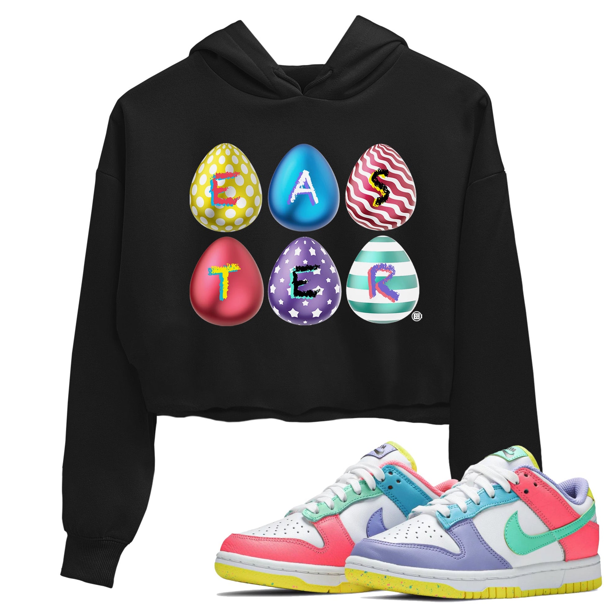 Dunk Easter Candy Sneaker Match Tees Colorful Easter Sneaker Tees Holiday Easter T-Shirt Sneaker Release Tees Women's Shirts Black 1