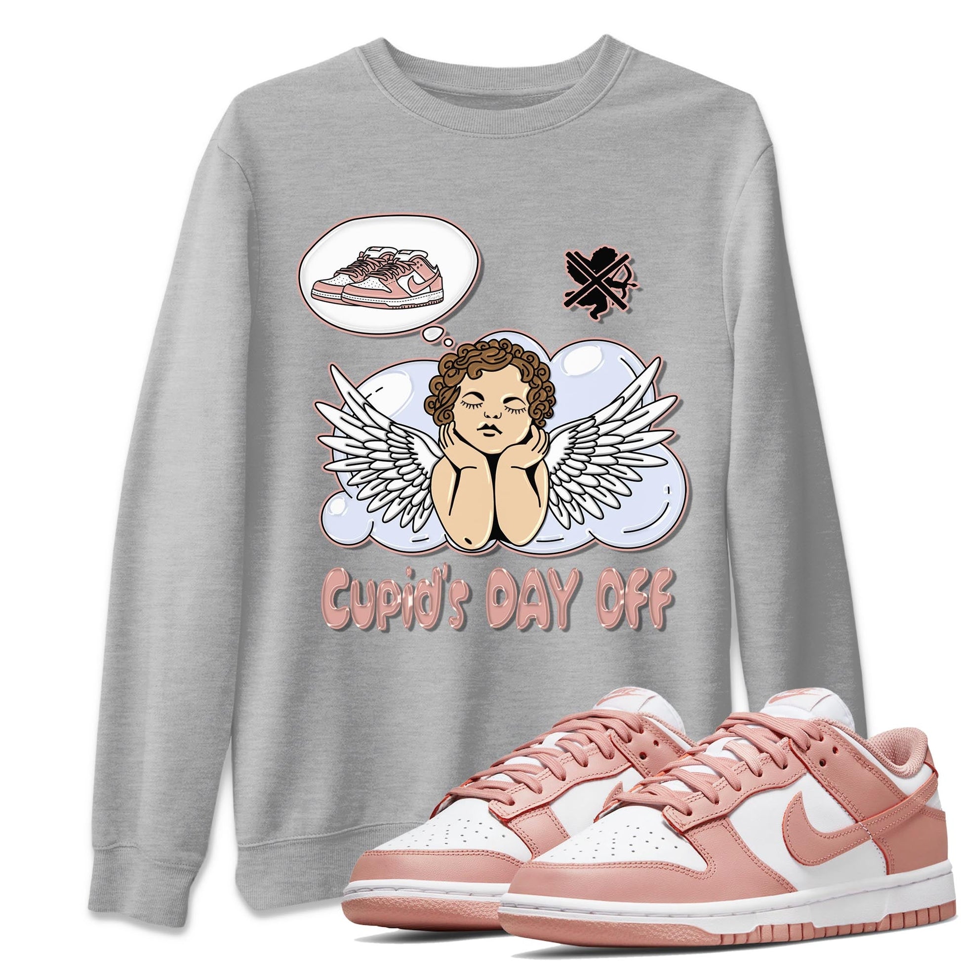 Nike Dunks Low Rose Whisper shirt to match jordans Cupids Day Off sneaker tees Nike Dunk Rose Whisper SNRT Sneaker Release Tees Unisex Heather Grey 1 T-Shirt