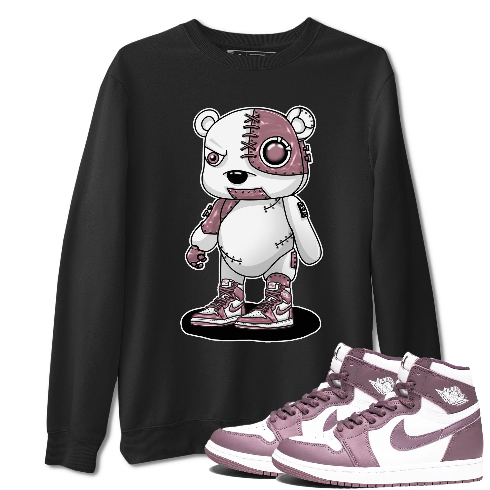 Air Jordan 1 Mauve shirt to match jordans Cyborg Bear sneaker tees AJ1 Mauve SNRT Sneaker Tees Sneaker Matching Clothing Brand Unisex Sneaker Tee Black 1 T-Shirt