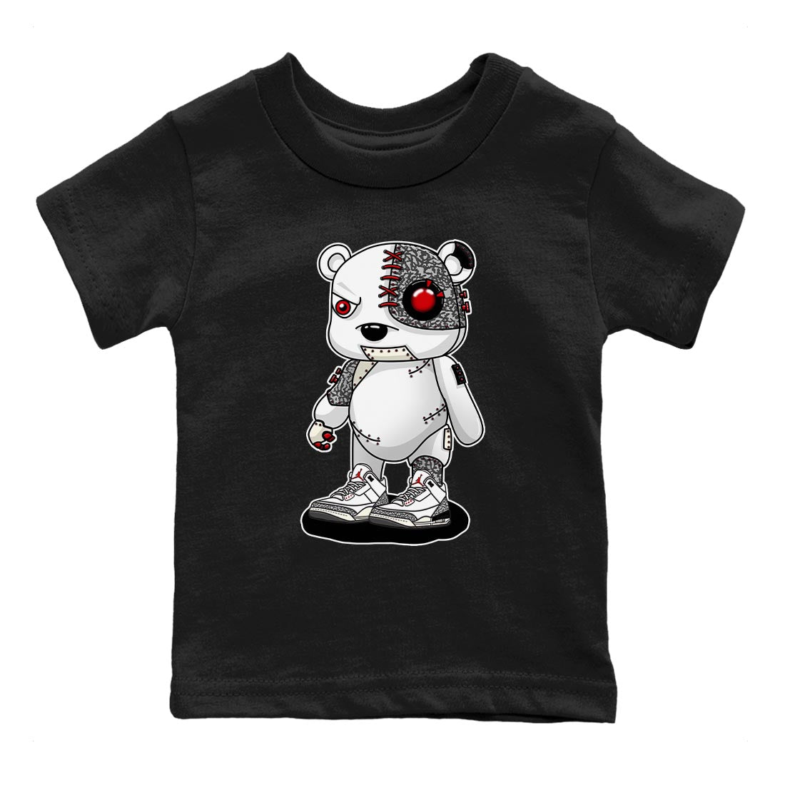 Air Jordan 3 White Cement Cyborg Bear Baby and Kids Sneaker Tees AJ 3s White Cement Kids Sneaker Tees Washing and Care Tip