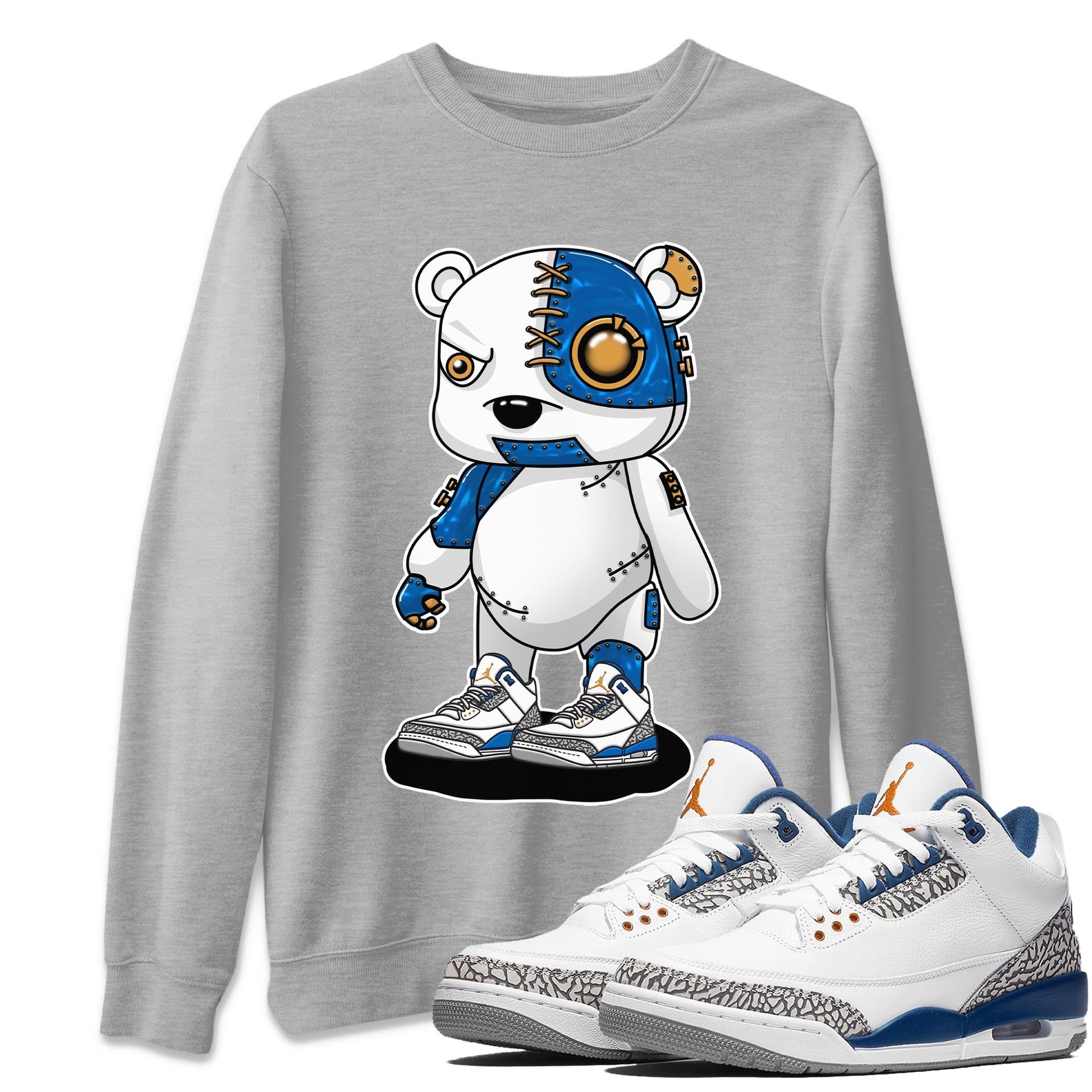 Air Jordan 3 Wizards Sneaker Match Tees Cyborg Bear Sneaker Tees Air Jordan 3 Wizards Sneaker Release Tees Unisex Shirts Heather Grey 1