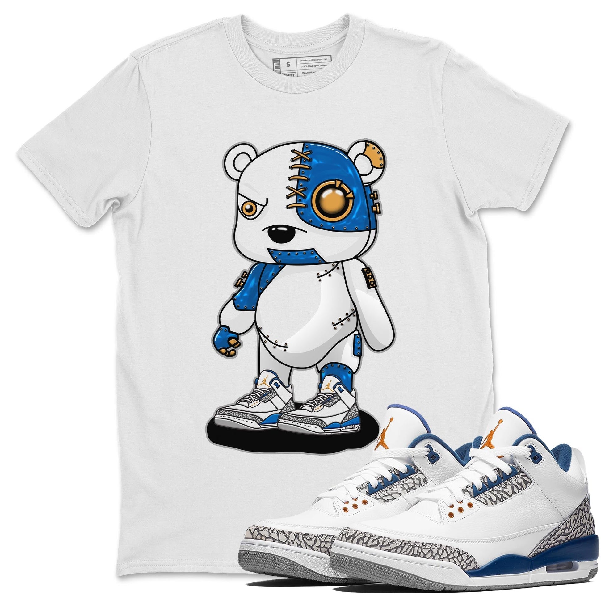 Air Jordan 3 Wizards Sneaker Match Tees Cyborg Bear Sneaker Tees Air Jordan 3 Wizards Sneaker Release Tees Unisex Shirts White 1
