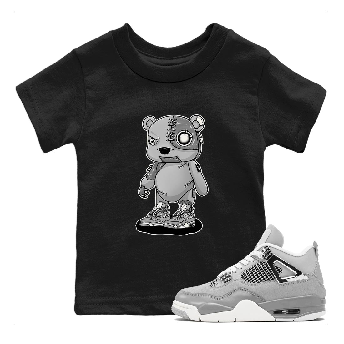 AJ4 Frozen Moments shirt to match jordans Cyborg Bear sneaker tees Crew Neck AJ4 Frozen Moments SNRT Sneaker Release Tees Baby Toddler Black 1 T-Shirt