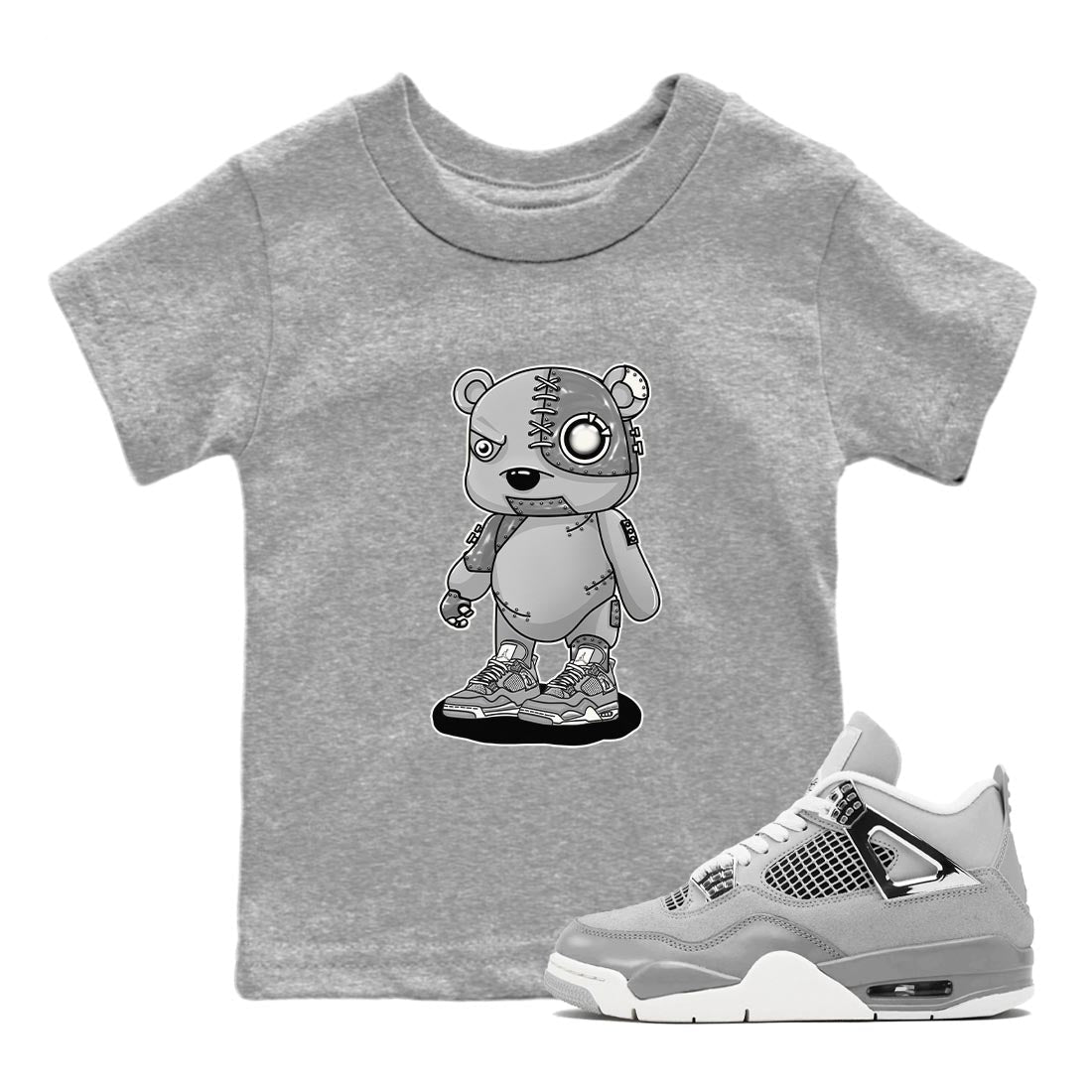 AJ4 Frozen Moments shirt to match jordans Cyborg Bear sneaker tees Crew Neck AJ4 Frozen Moments SNRT Sneaker Release Tees Baby Toddler Heather Grey 1 T-Shirt