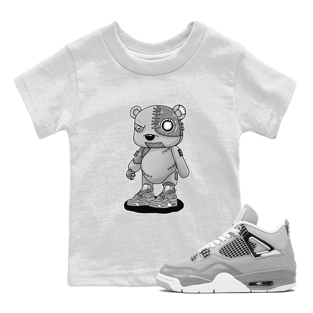 AJ4 Frozen Moments shirt to match jordans Cyborg Bear sneaker tees Crew Neck AJ4 Frozen Moments SNRT Sneaker Release Tees Baby Toddler White 1 T-Shirt