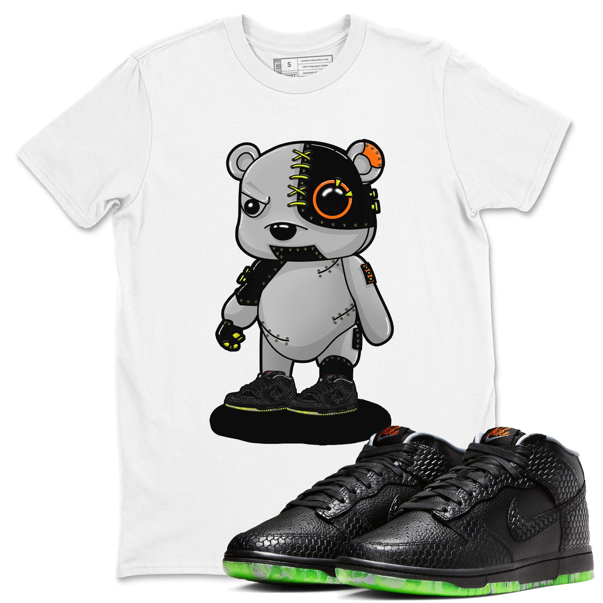 Nike Dunk Mid Premium shirt to match jordans Cyborg Bear sneaker tees Nike Dunk Mid Halloween SNRT Sneaker Tees Sneaker Matching Clothing Brand Unisex Sneaker Tee White 1 T-Shirt