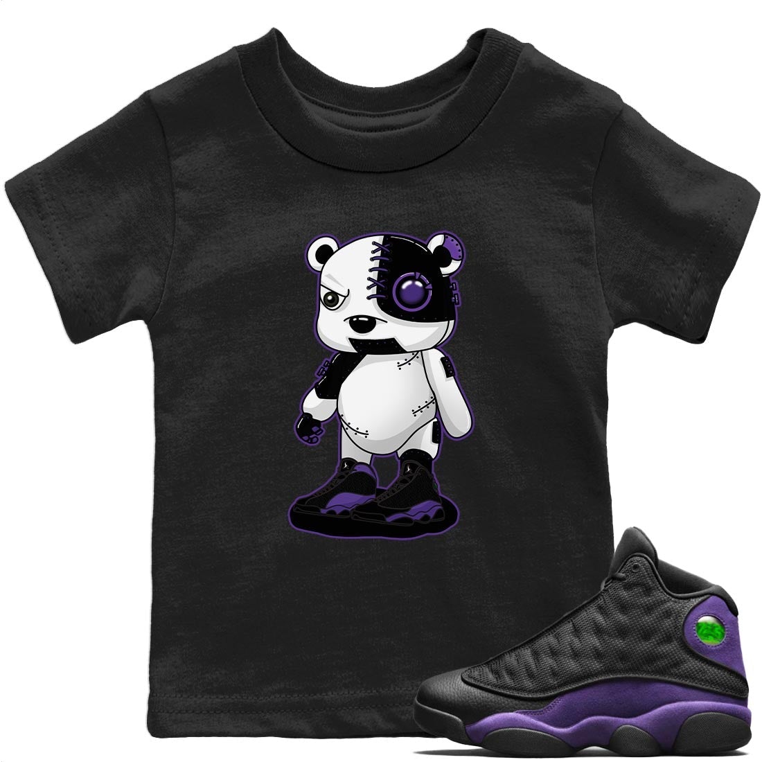 Jordan 13 Court Purple Sneaker Match Tees Cyborg Bear Sneaker Tees Jordan 13 Court Purple Sneaker Release Tees Kids Shirts