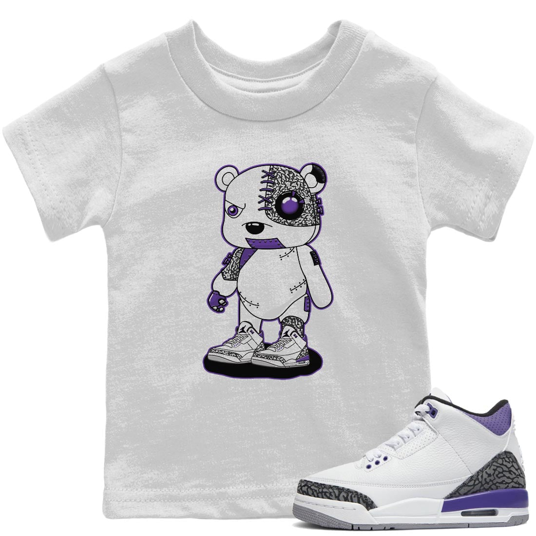 Jordan 3 Dark Iris Sneaker Match Tees Cyborg Bear Sneaker Tees Jordan 3 Dark Iris Sneaker Release Tees Kids Shirts