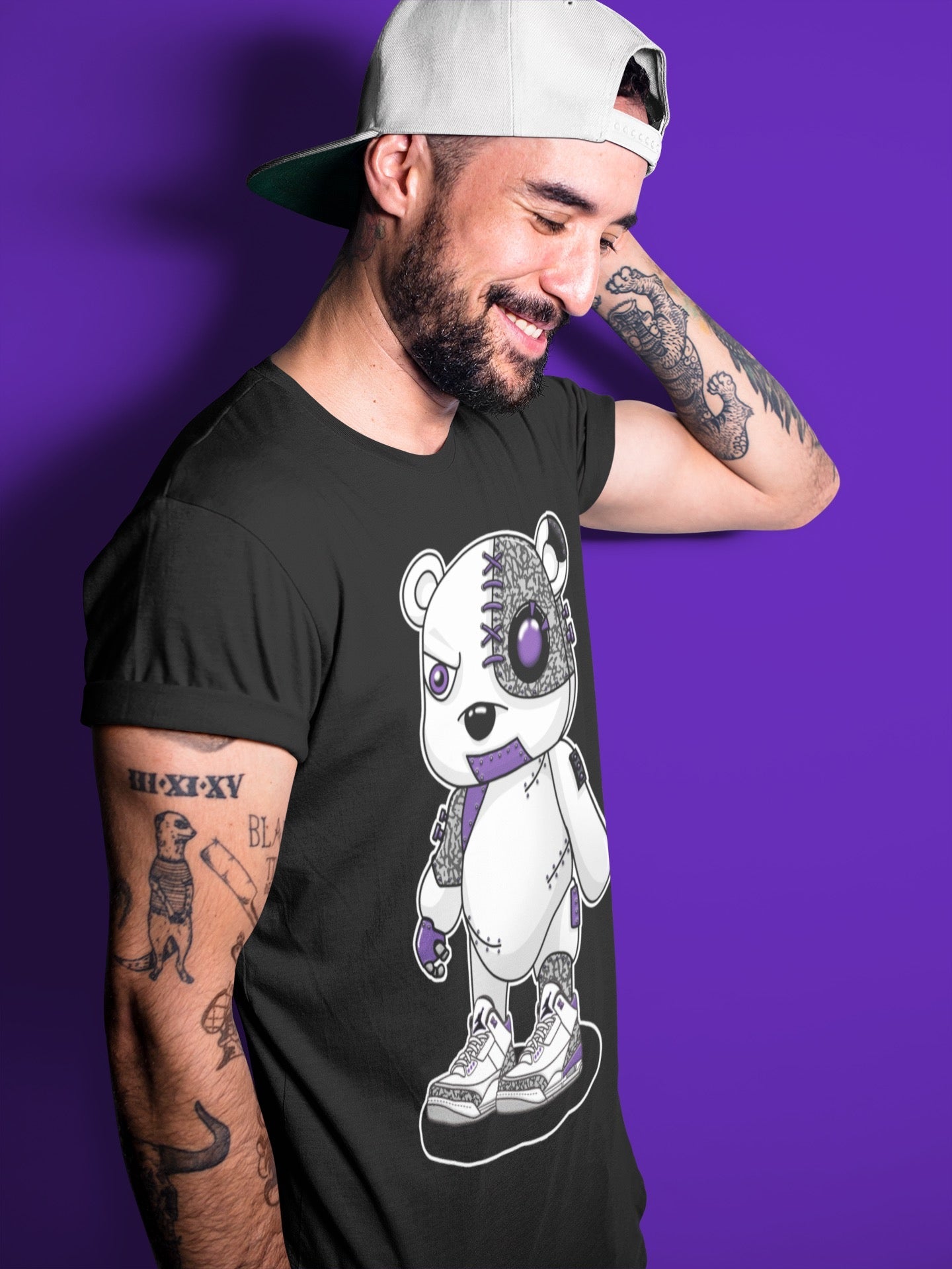Jordan 3 Dark Iris Sneaker Match Tees Cyborg Bear Sneaker Tees Jordan 3 Dark Iris Sneaker Release Tees Unisex Shirts