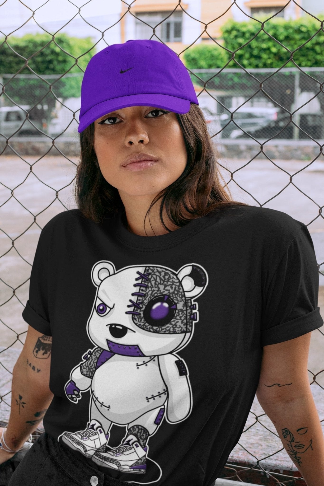 Jordan 3 Dark Iris Sneaker Match Tees Cyborg Bear Sneaker Tees Jordan 3 Dark Iris Sneaker Release Tees Unisex Shirts