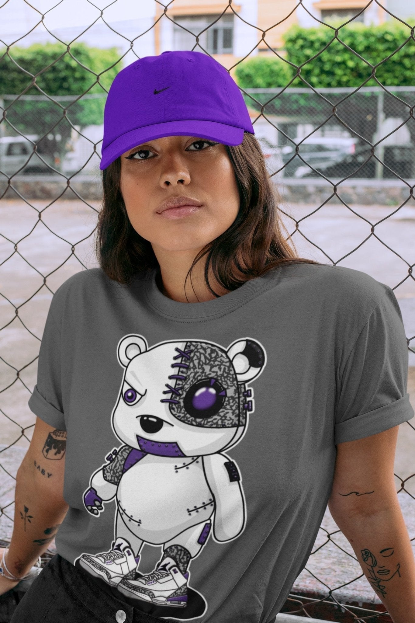 Jordan 3 Dark Iris Sneaker Match Tees Cyborg Bear Sneaker Tees Jordan 3 Dark Iris Sneaker Release Tees Unisex Shirts